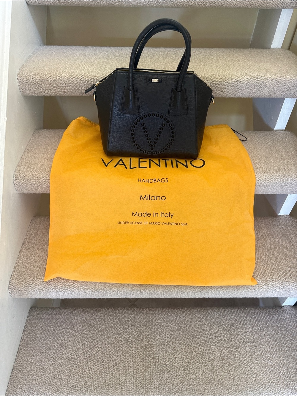 Valentino Black Pebbled Leather Top-Handle Satchel